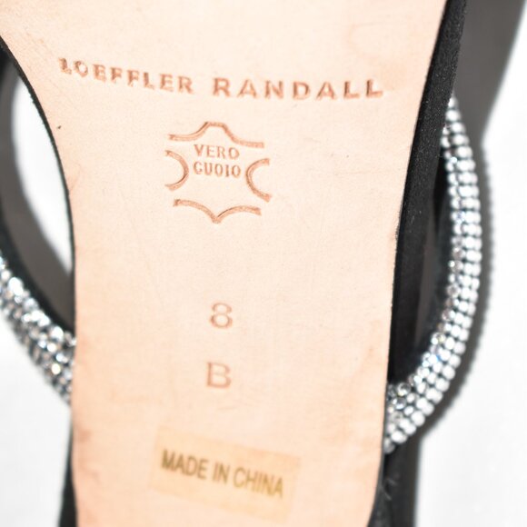 $380 Loeffler Randall Margi OVERSIZED Bow CRYSTALS SUEDE HEEL BLACK 8 (DC3) - Picture 7 of 7